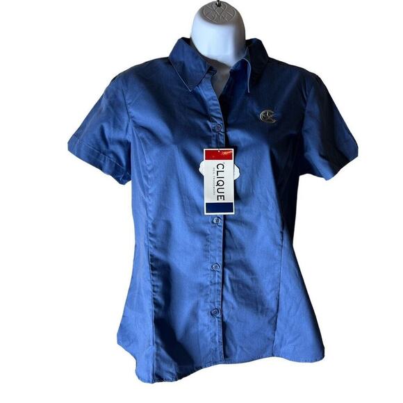 Clique Shirt Women's Size Medium Fitted Button Front Short Sleeves Top NEW - Picture 3 of 9